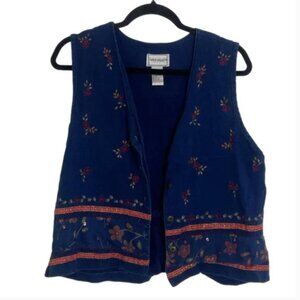 Embroidered Shimmer Sequin Floral Vintage Hipster Hippie Artsy Hip Farm Vest Top